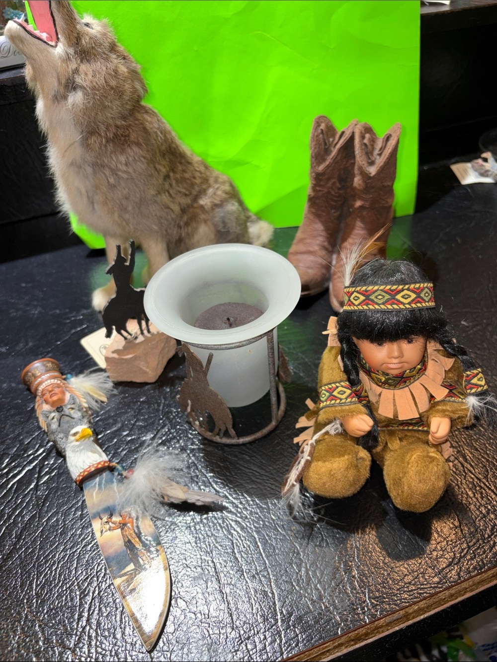 Native American Style Doll with Brown Suede Outfit